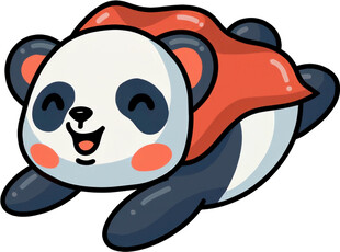 趴着的可爱熊猫形象