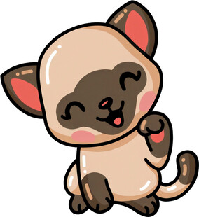 可爱暹罗猫卡通形象