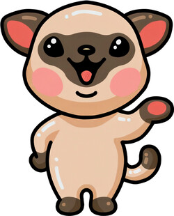 可爱卡通小猫挥手示意