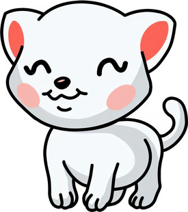 可爱卡通小白猫