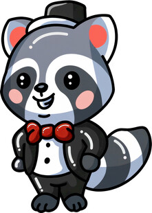 穿礼服的可爱浣熊