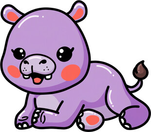 可爱紫色河马卡通形象