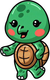 可爱卡通小乌龟欢快行走