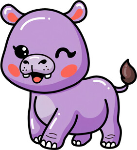 可爱紫色小犀牛卡通形象