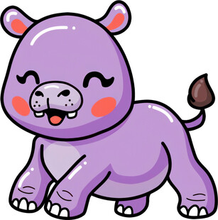 可爱紫色河马卡通形象