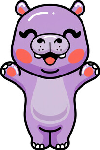 可爱紫色河马卡通形象