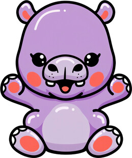 可爱紫色河马卡通形象