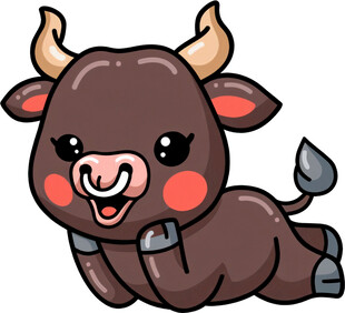 可爱趴卧小牛卡通形象