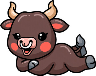 趴着的可爱小牛