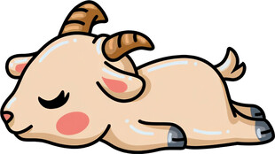 趴着的可爱小山羊