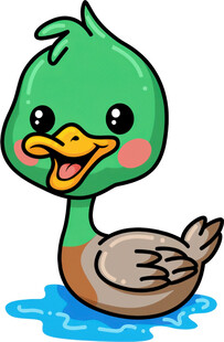 可爱绿鸭水中嬉戏