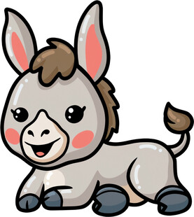 可爱趴着的小毛驴