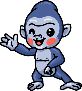 可爱小猴打招呼