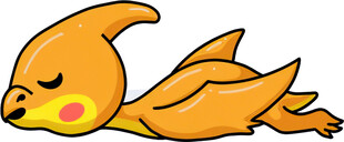 趴着的卡通小黄鸟