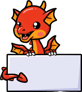 可爱小龙持空白标牌