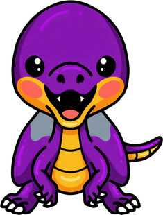 可爱紫色小恐龙卡通形象