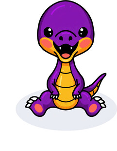 紫色小恐龙可爱坐姿