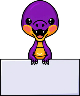 紫色恐龙举空白牌子