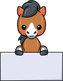 可爱小马举空白标牌