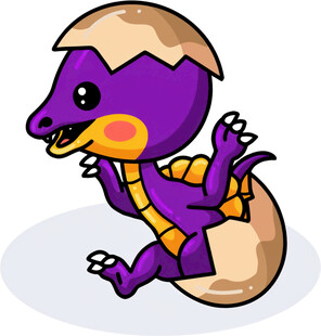 破壳而出的紫色小恐龙