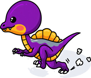 紫色小恐龙欢快奔跑