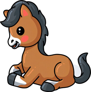 可爱躺卧小马卡通形象