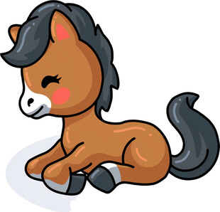 可爱躺卧小马卡通形象