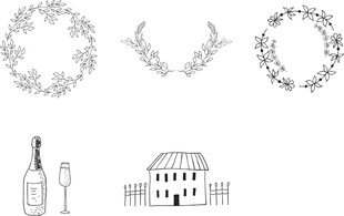 简约婚礼装饰与房屋元素