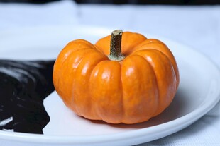 白色盘上的迷你小南瓜