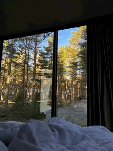 卧室内望窗外森林美景