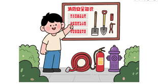 男孩讲解消防工具知识