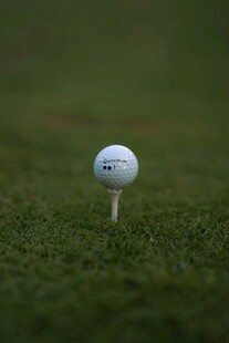 高尔夫球置于球座上