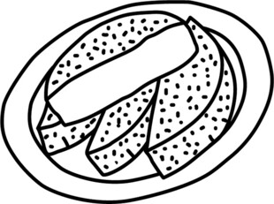 简笔画风格的切片食物