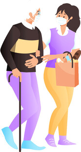 女子搀扶老人温馨场景