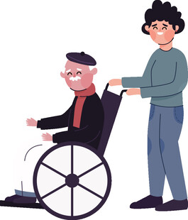推轮椅老人