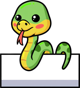 可爱绿蛇探身空白标牌