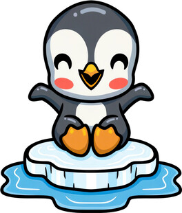 可爱企鹅站在浮冰上