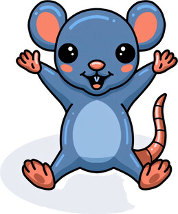 可爱蓝老鼠开心坐立