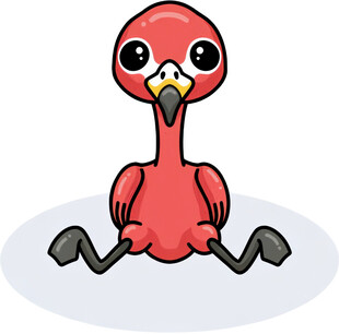 可爱卡通火烈鸟坐姿形象