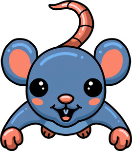 蓝色可爱小老鼠卡通形象