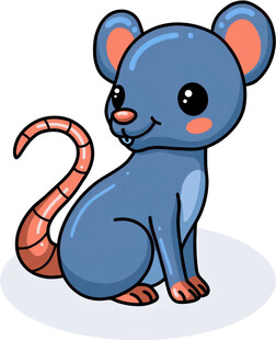 可爱蓝色小老鼠插画