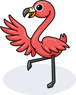 单腿站立的卡通火烈鸟