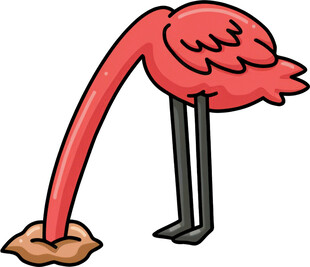 火烈鸟低头挖土卡通形象