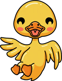 可爱小黄鸭展翅萌态