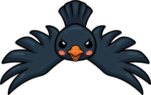 飞翔的卡通黑鸟