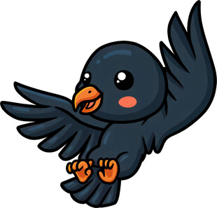 飞翔的可爱黑鸟