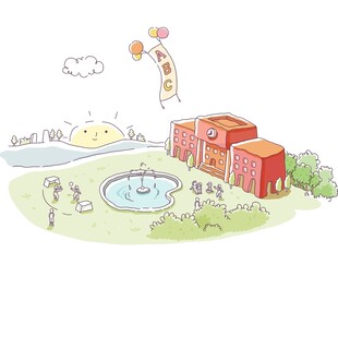 童趣校园场景插画