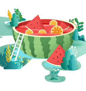 西瓜泳池中的夏日清凉