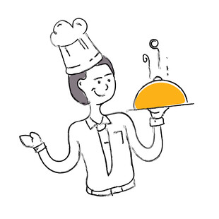 厨师端盘展示美食