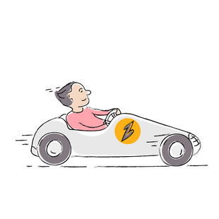 老人驾驶简约风卡通赛车